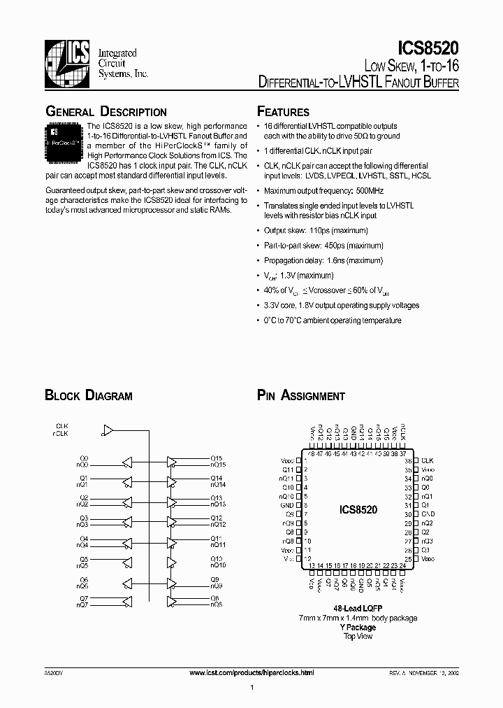 ICS8520_287589.PDF Datasheet