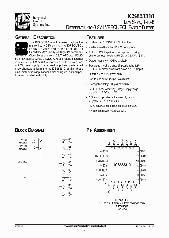 ICS853310_290241.PDF Datasheet