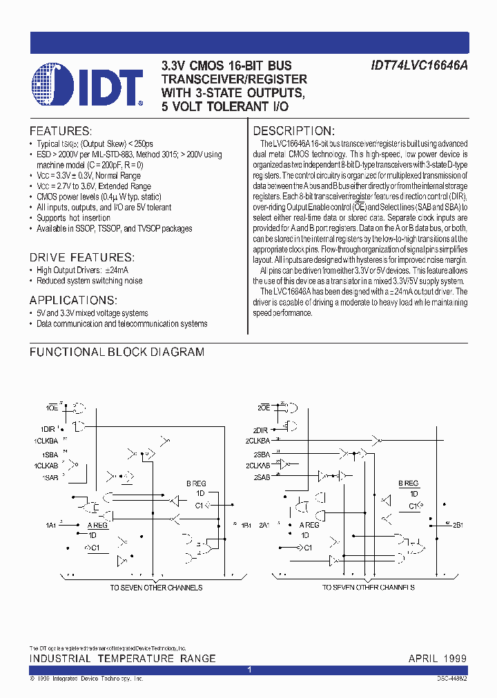 IDT74LVC16646A_292352.PDF Datasheet