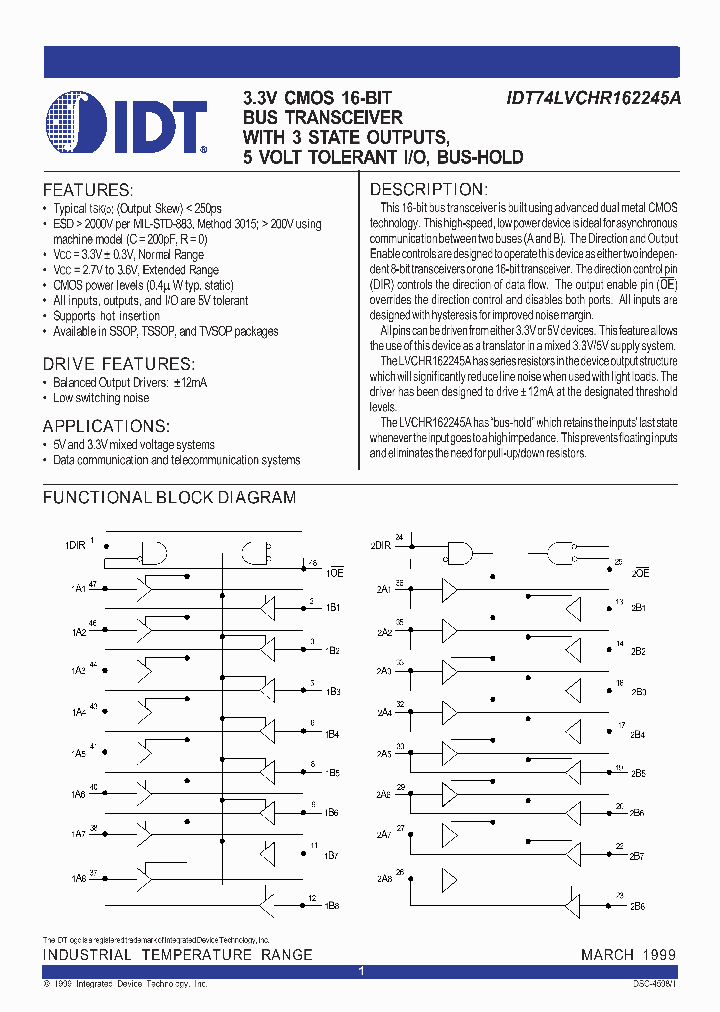 IDT74LVCHR162245A_294757.PDF Datasheet