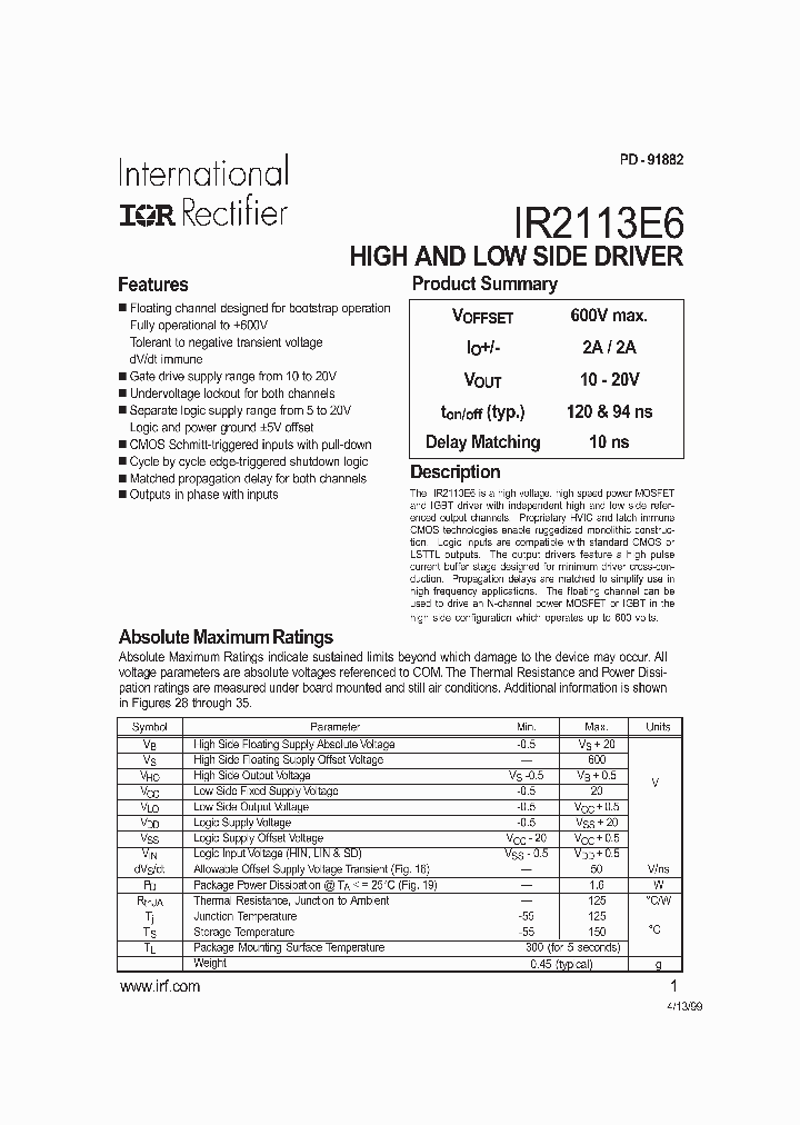 IR2113E6_283519.PDF Datasheet