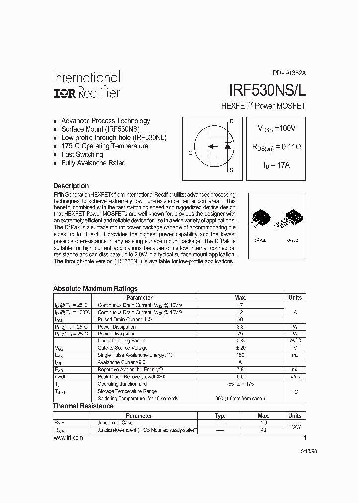 IRF530L_4968.PDF Datasheet