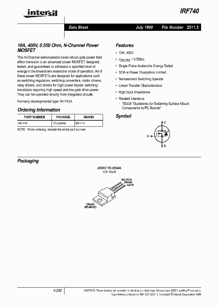 IRF740_276646.PDF Datasheet