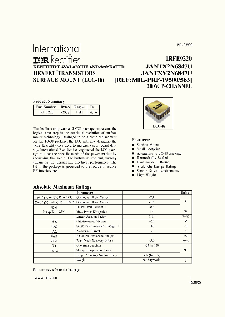 IRFE9220_298159.PDF Datasheet