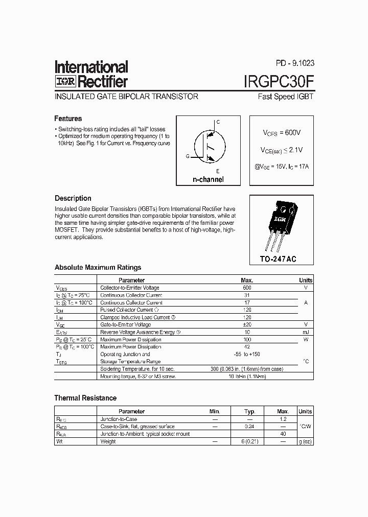 IRGPC30F_285665.PDF Datasheet