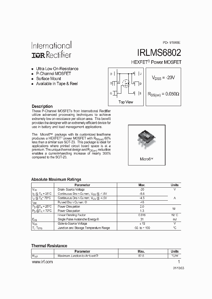 IRLMS6802_274402.PDF Datasheet