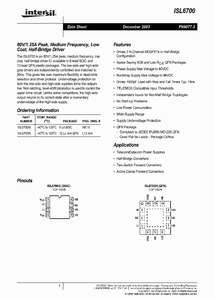 ISL6700_276443.PDF Datasheet