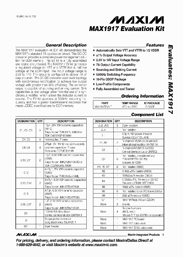 MAX1917EVKIT_284568.PDF Datasheet