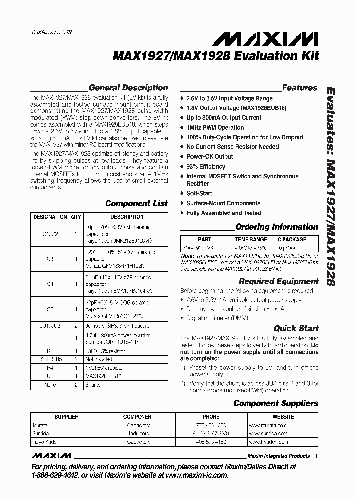 MAX1927EVKIT_240179.PDF Datasheet