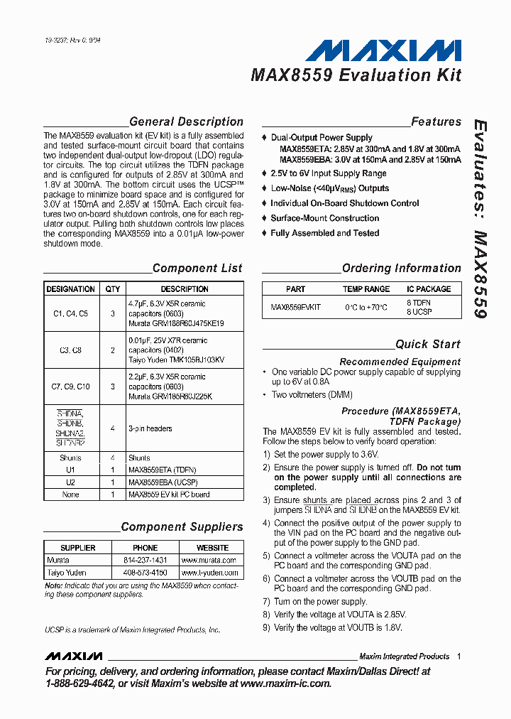 MAX8559EVKIT_283442.PDF Datasheet