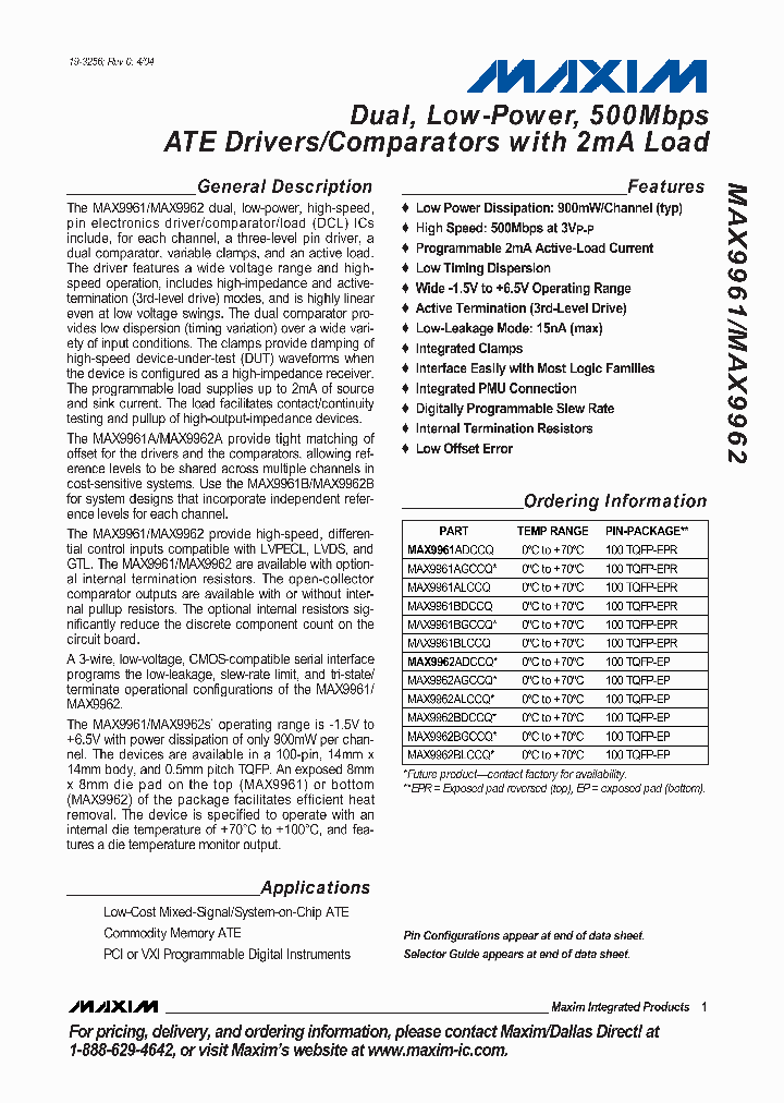 MAX9962_291793.PDF Datasheet