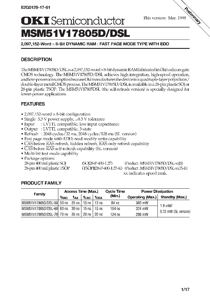 MSM51V17805DSL_284741.PDF Datasheet