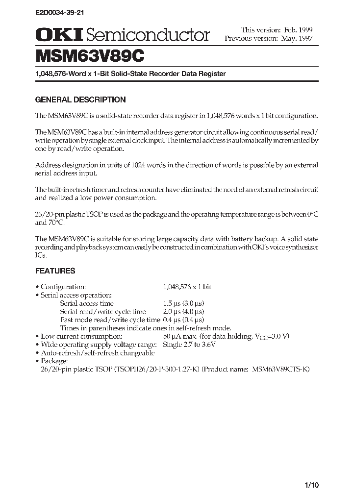 MSM63V89C_259687.PDF Datasheet