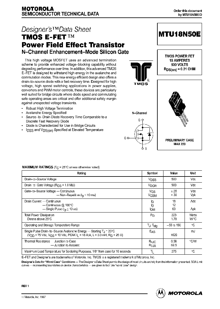 MTU18N50ED_274378.PDF Datasheet