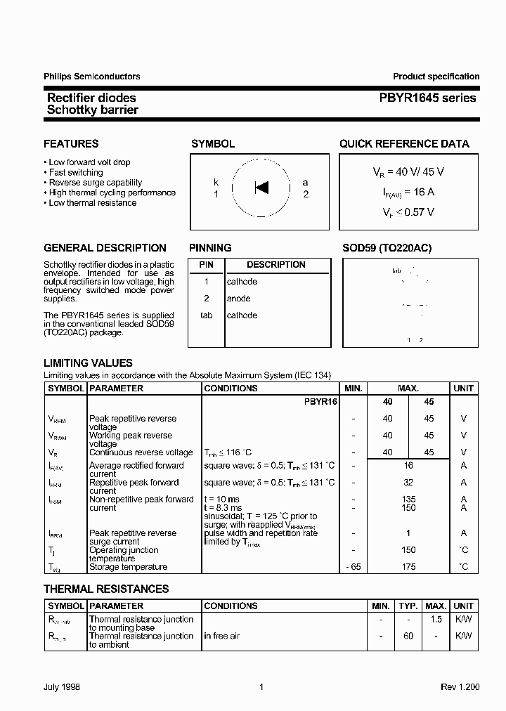 PBYR1645SERIES_250231.PDF Datasheet