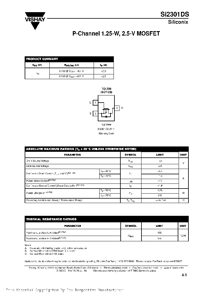 SI2301DSNBSP_262259.PDF Datasheet