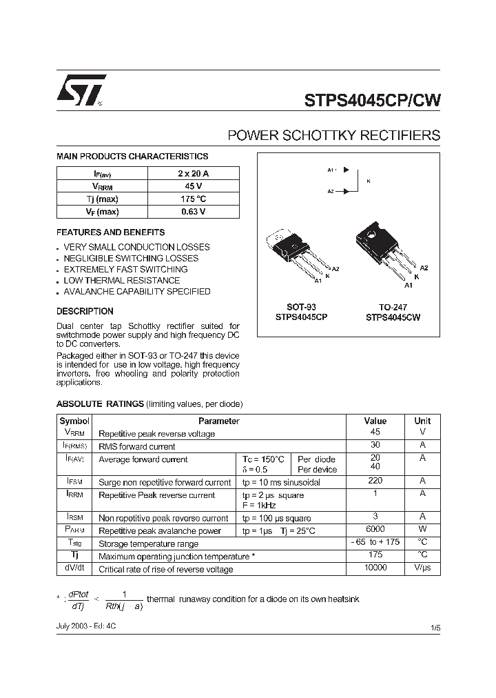 STPS4045C_297876.PDF Datasheet