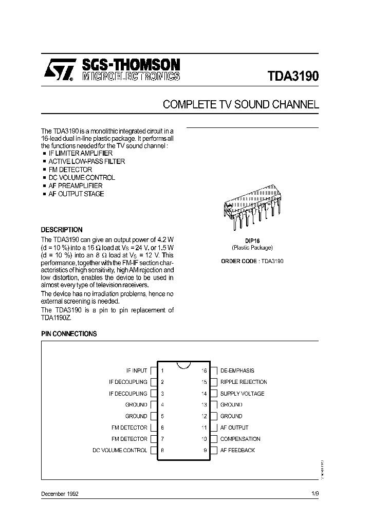 TDA3190_251570.PDF Datasheet