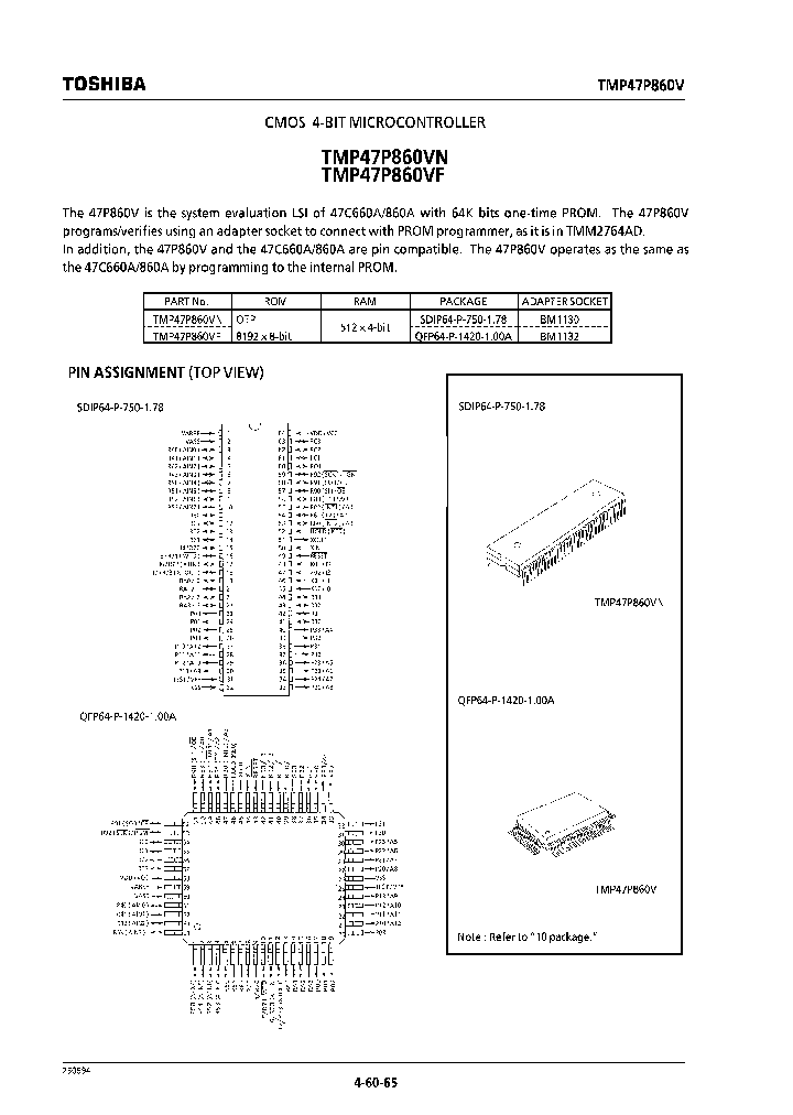 TMP47P860VNTMP47P860VF_257683.PDF Datasheet