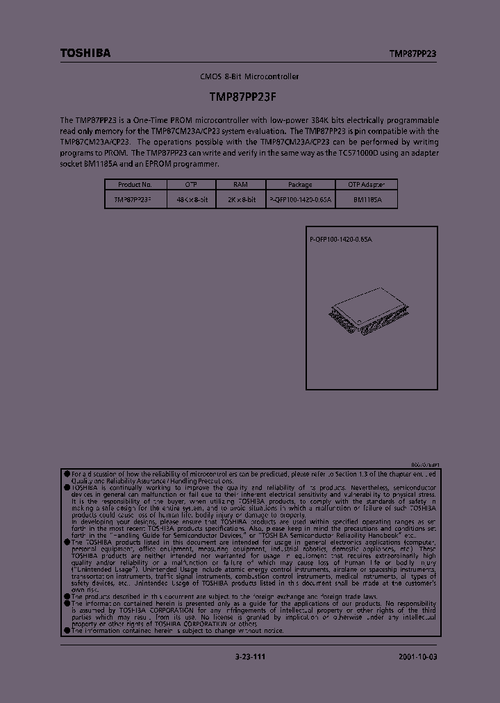 TMP87PP23F_224256.PDF Datasheet