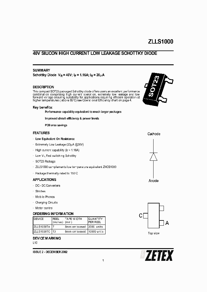 ZLLS1000NBSP_284629.PDF Datasheet