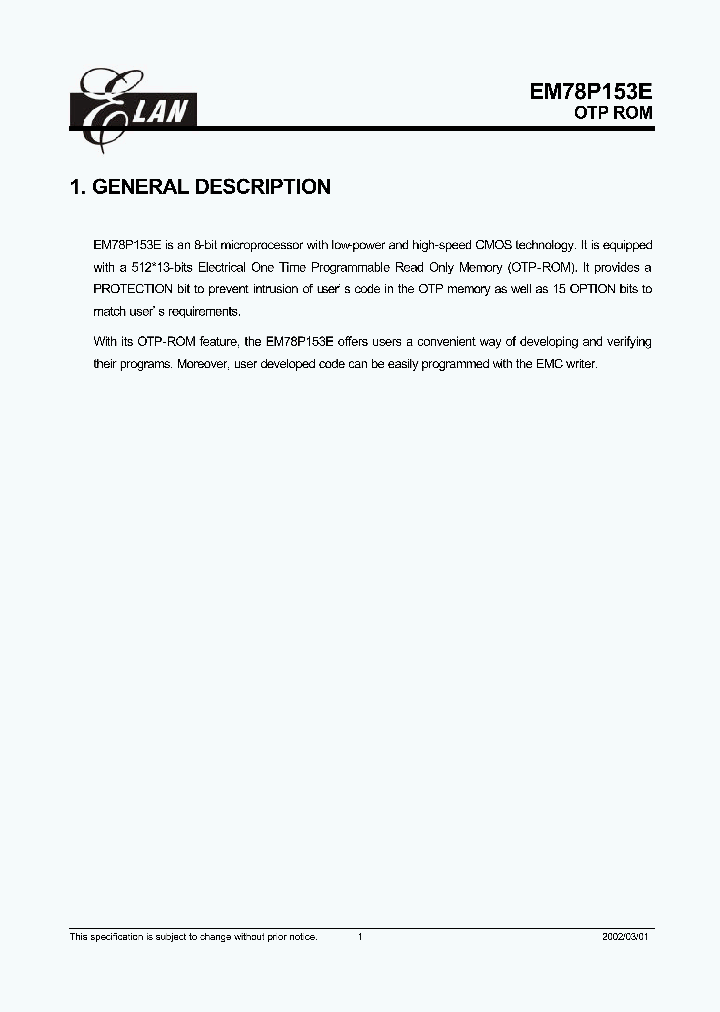 EM78P153E_263922.PDF Datasheet