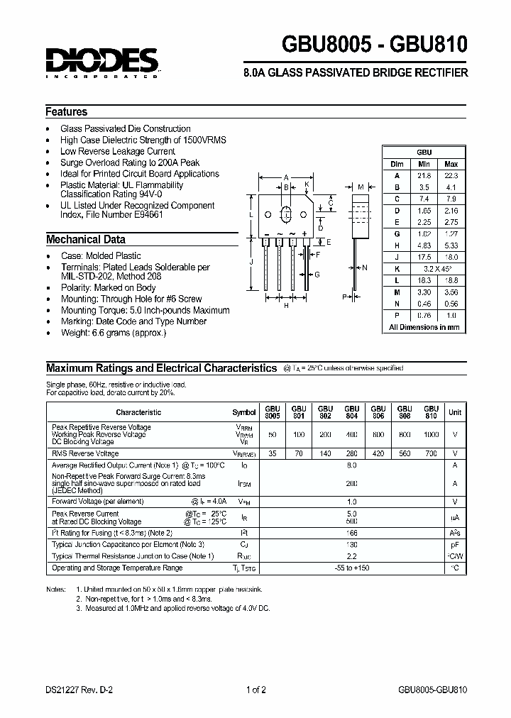 GBU806_219342.PDF Datasheet