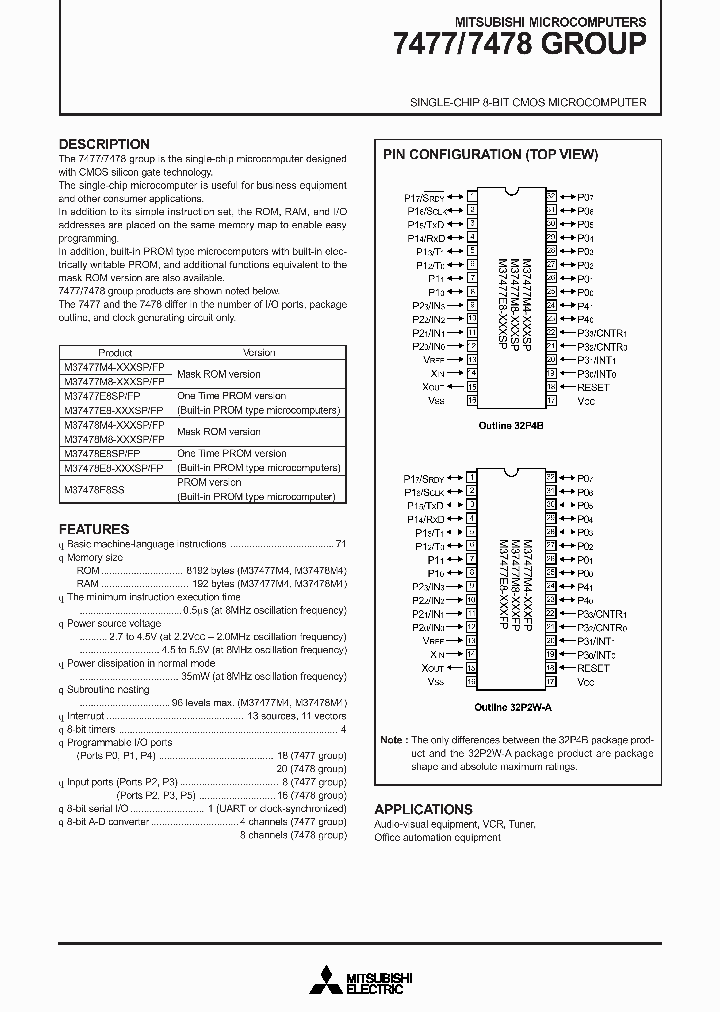 M37478E8FP_239174.PDF Datasheet