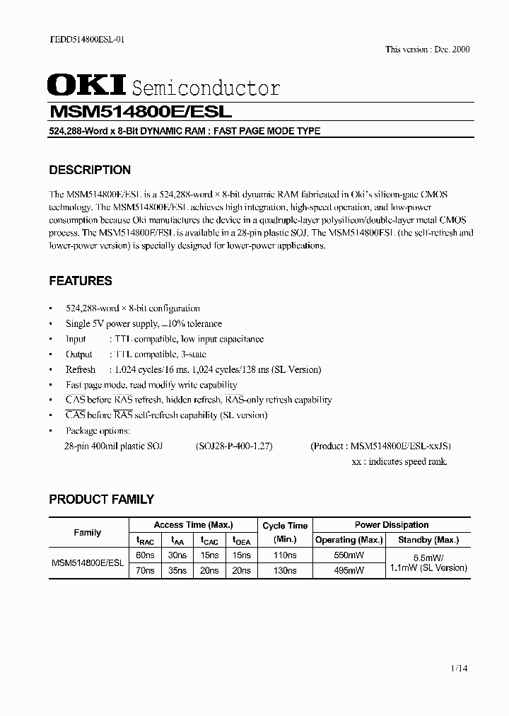 MSM514800ESL-60JS_261179.PDF Datasheet
