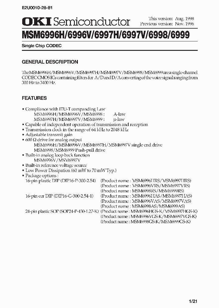 MSM6996H_239831.PDF Datasheet