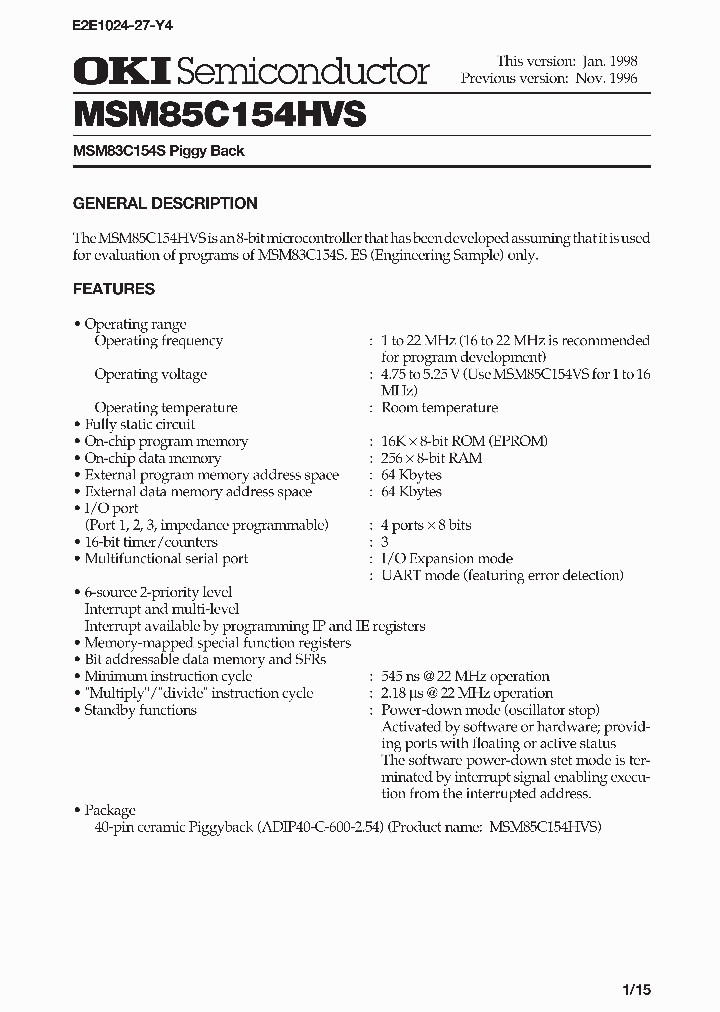 MSM85C154HVS_224096.PDF Datasheet