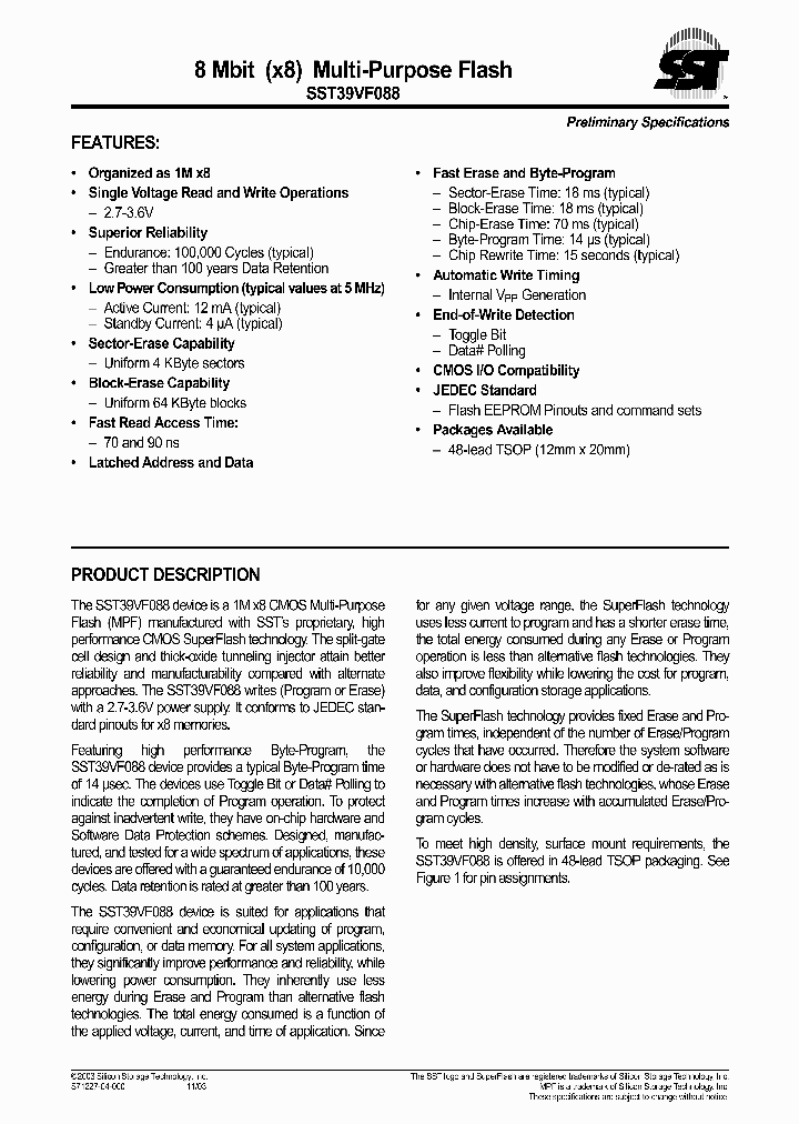 SST39VF088_215109.PDF Datasheet