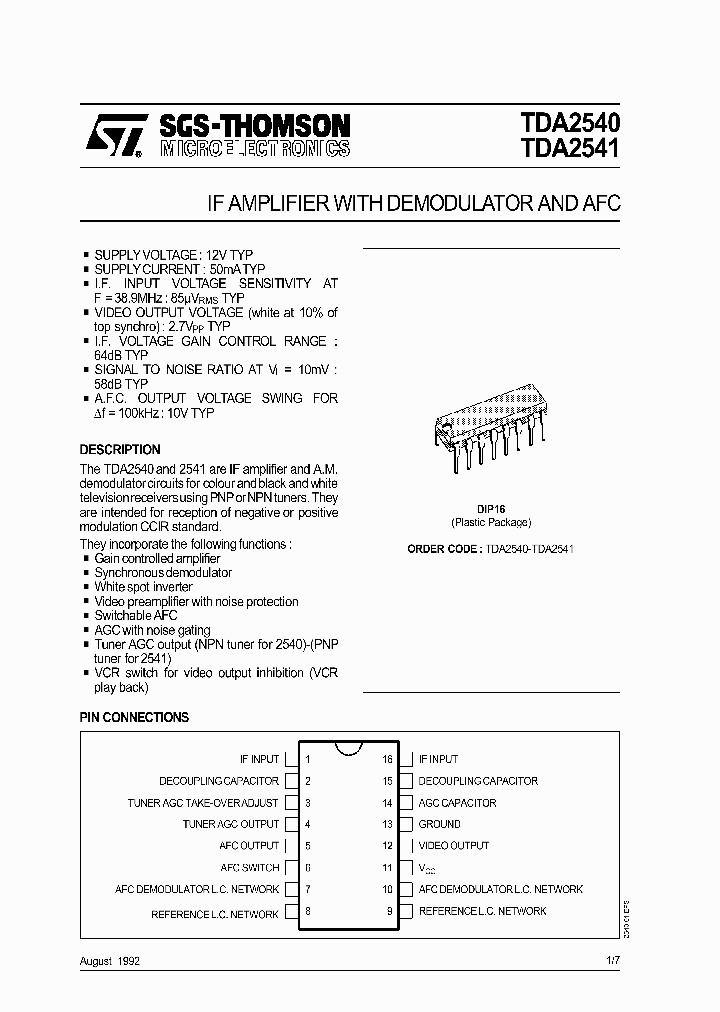 TDA2540_219949.PDF Datasheet