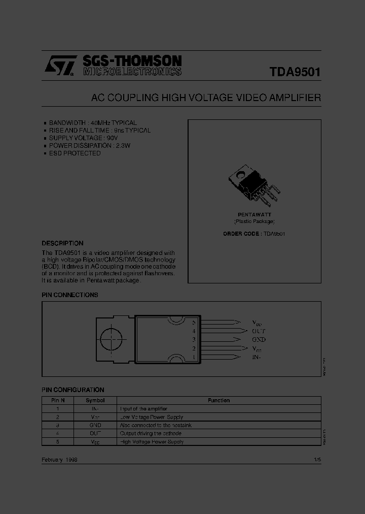 TDA9501_230462.PDF Datasheet