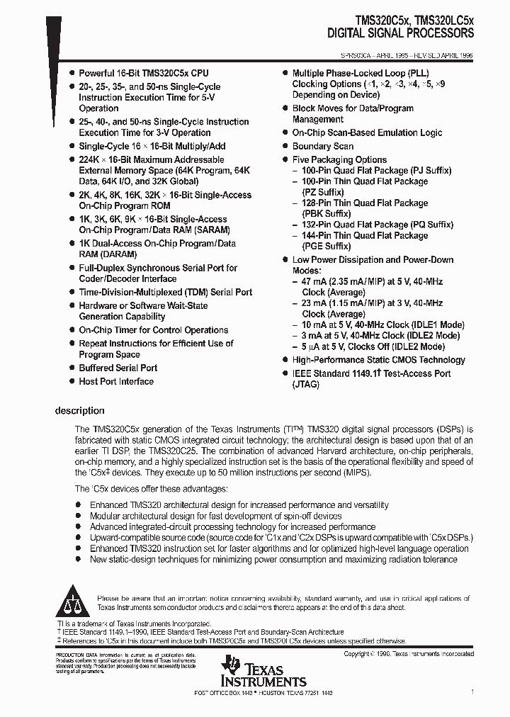 TMS320C50PQ80_216696.PDF Datasheet
