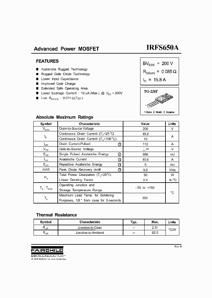 IRFS650A_236670.PDF Datasheet