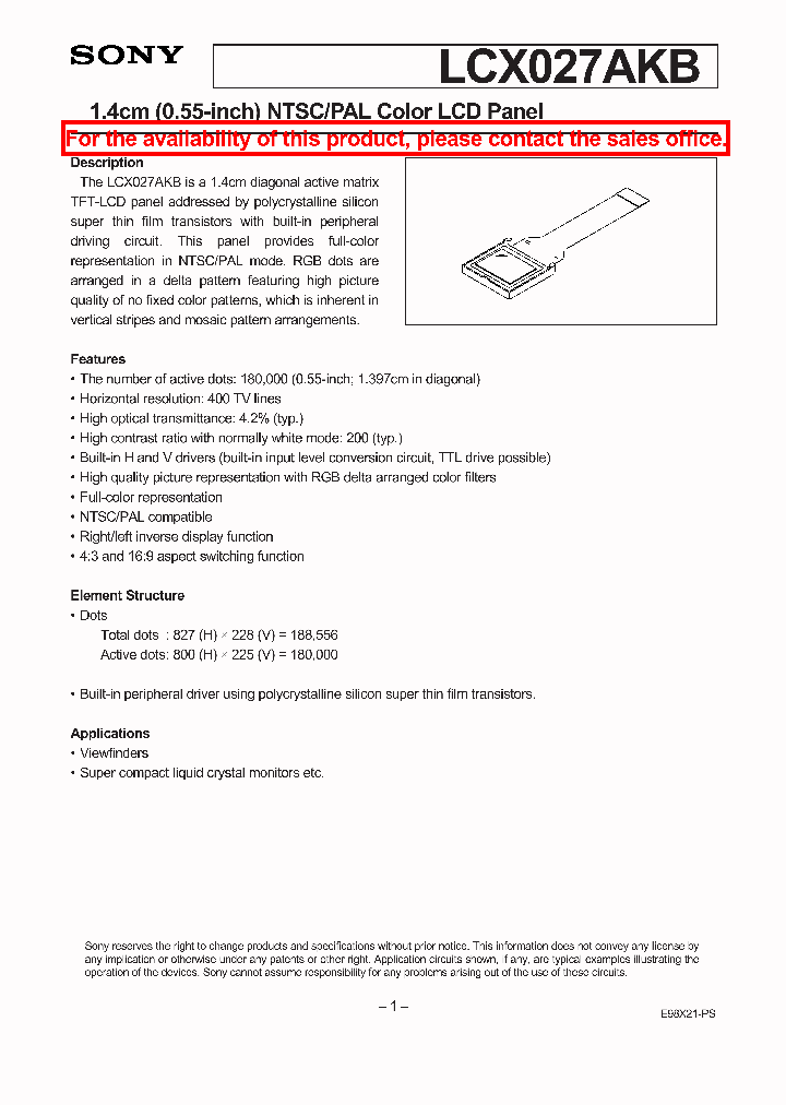 LCX027AKB_234874.PDF Datasheet