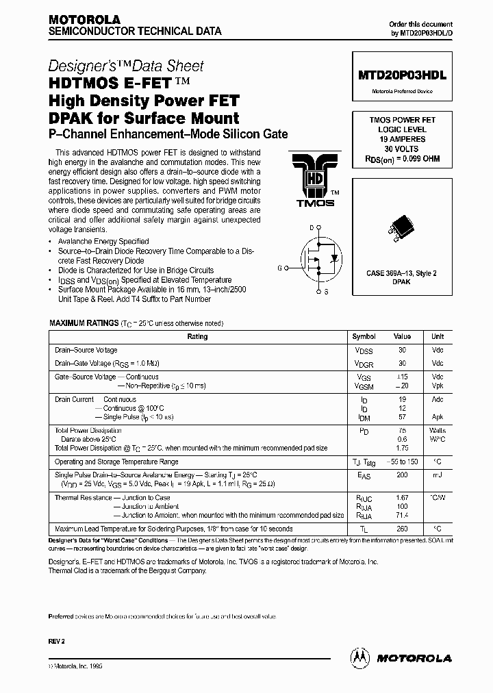 MTD20P03_212480.PDF Datasheet