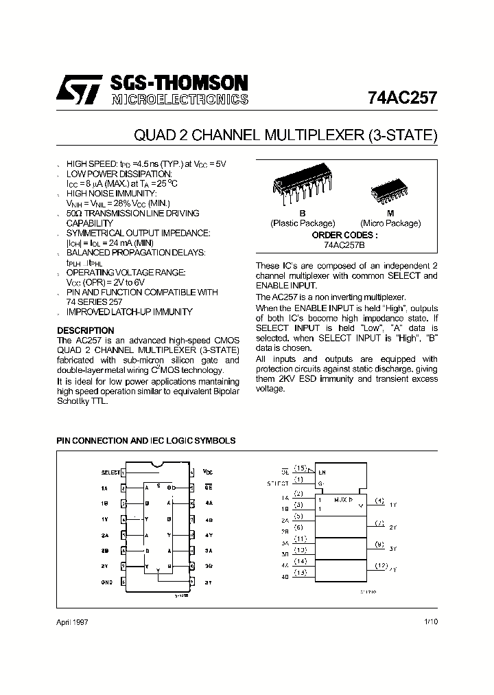 74AC257_92676.PDF Datasheet