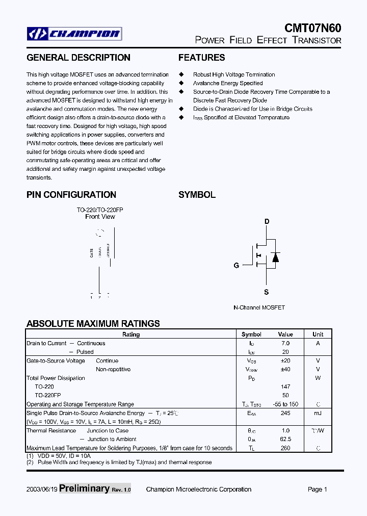 CMT07N60_35715.PDF Datasheet