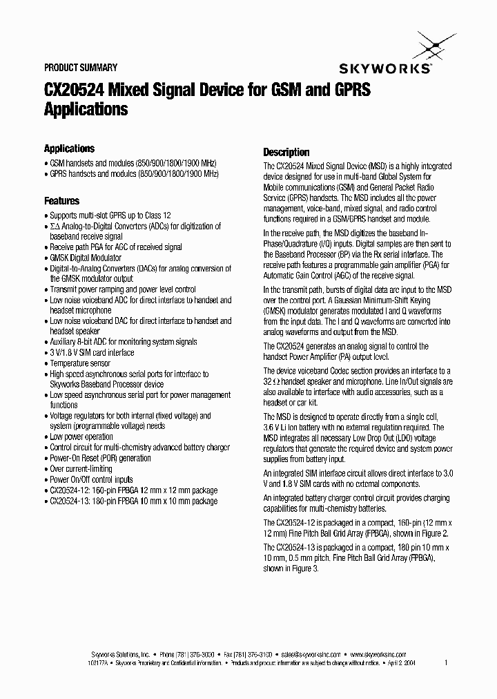 CX20524NBSP_305877.PDF Datasheet