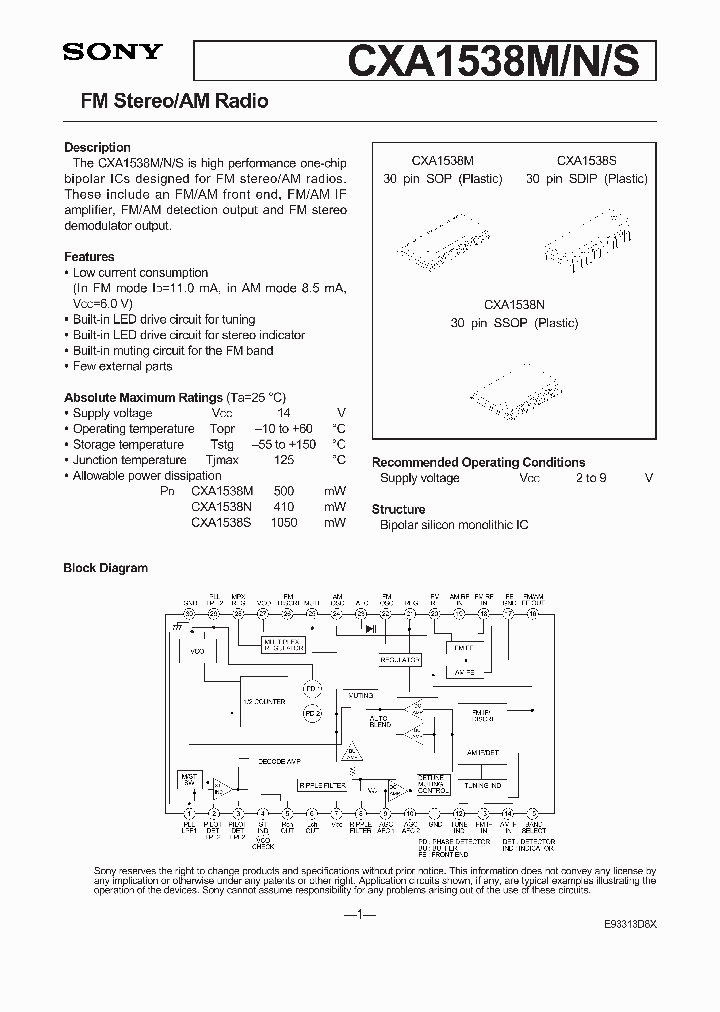 CXA1538S_372321.PDF Datasheet