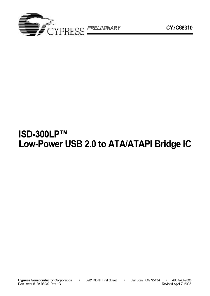 CY7C68310-80AC_310745.PDF Datasheet