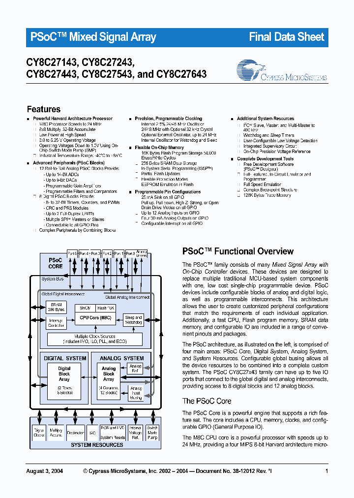 CY8C27243_288263.PDF Datasheet
