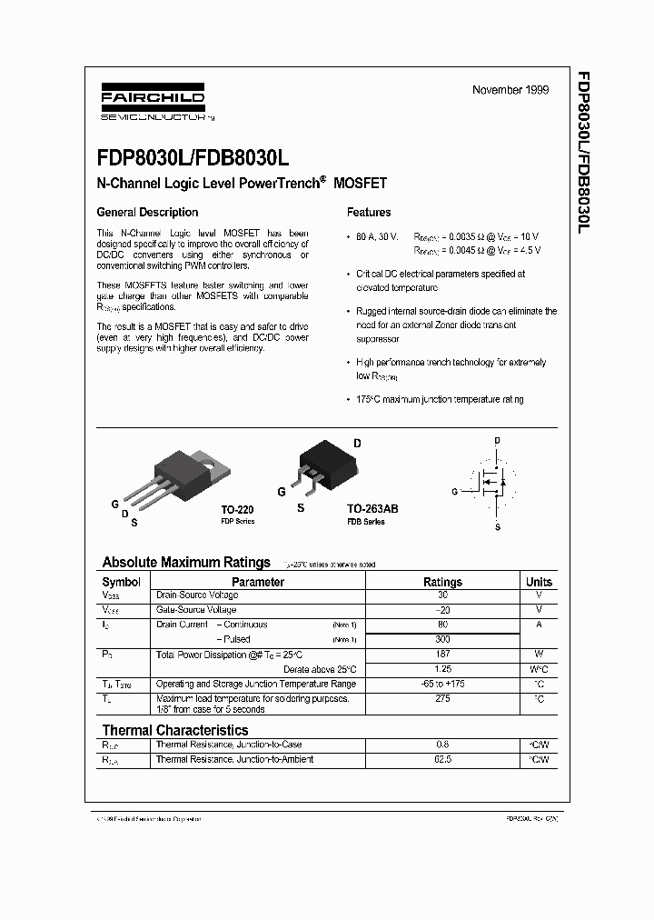 FDP8030L_326982.PDF Datasheet