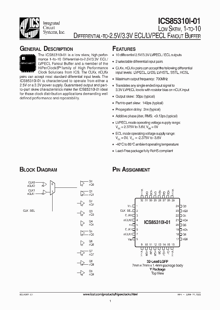 ICS85310I-01_311926.PDF Datasheet