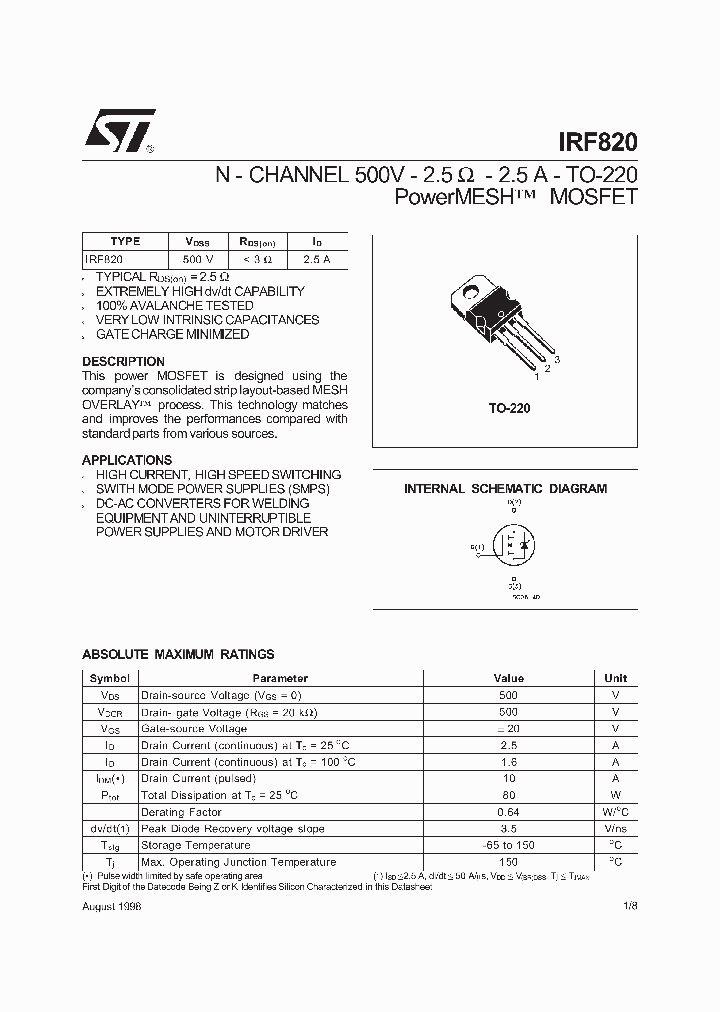 IRF820_342355.PDF Datasheet