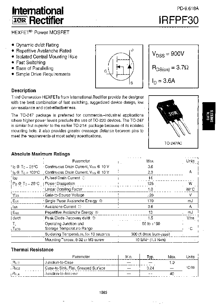 IRFPF30_314185.PDF Datasheet