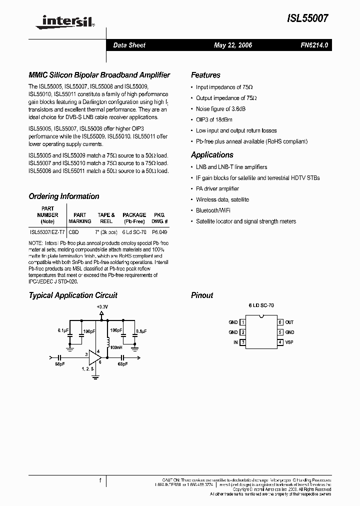 ISL55007NBSPNBSPNBSPNBSP_362787.PDF Datasheet