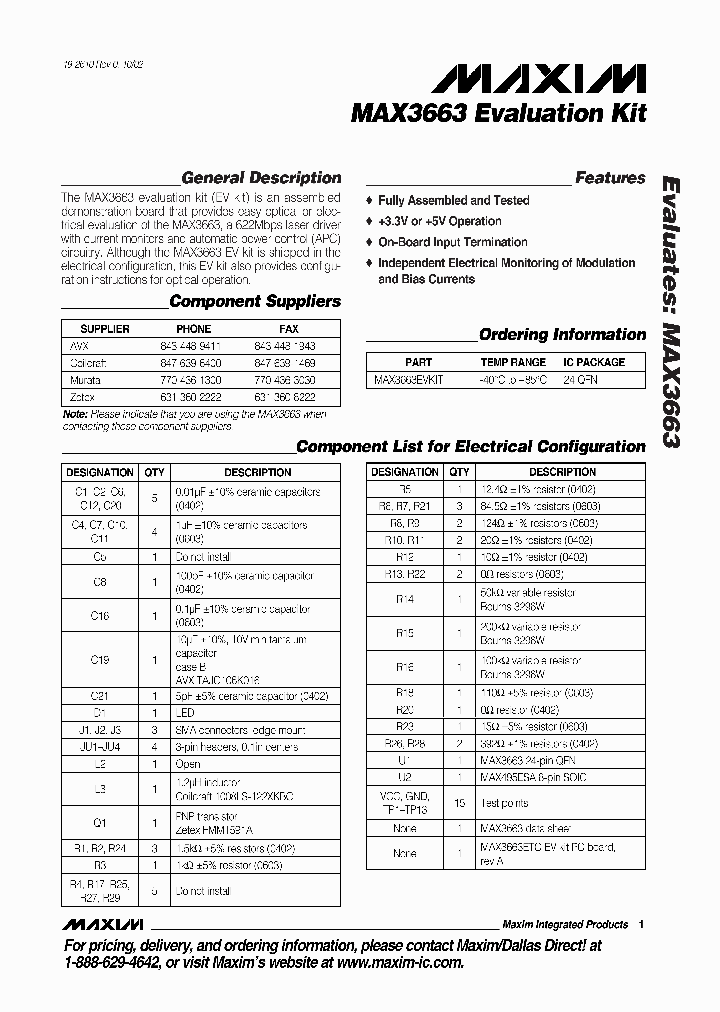 MAX3663EVKIT_321583.PDF Datasheet